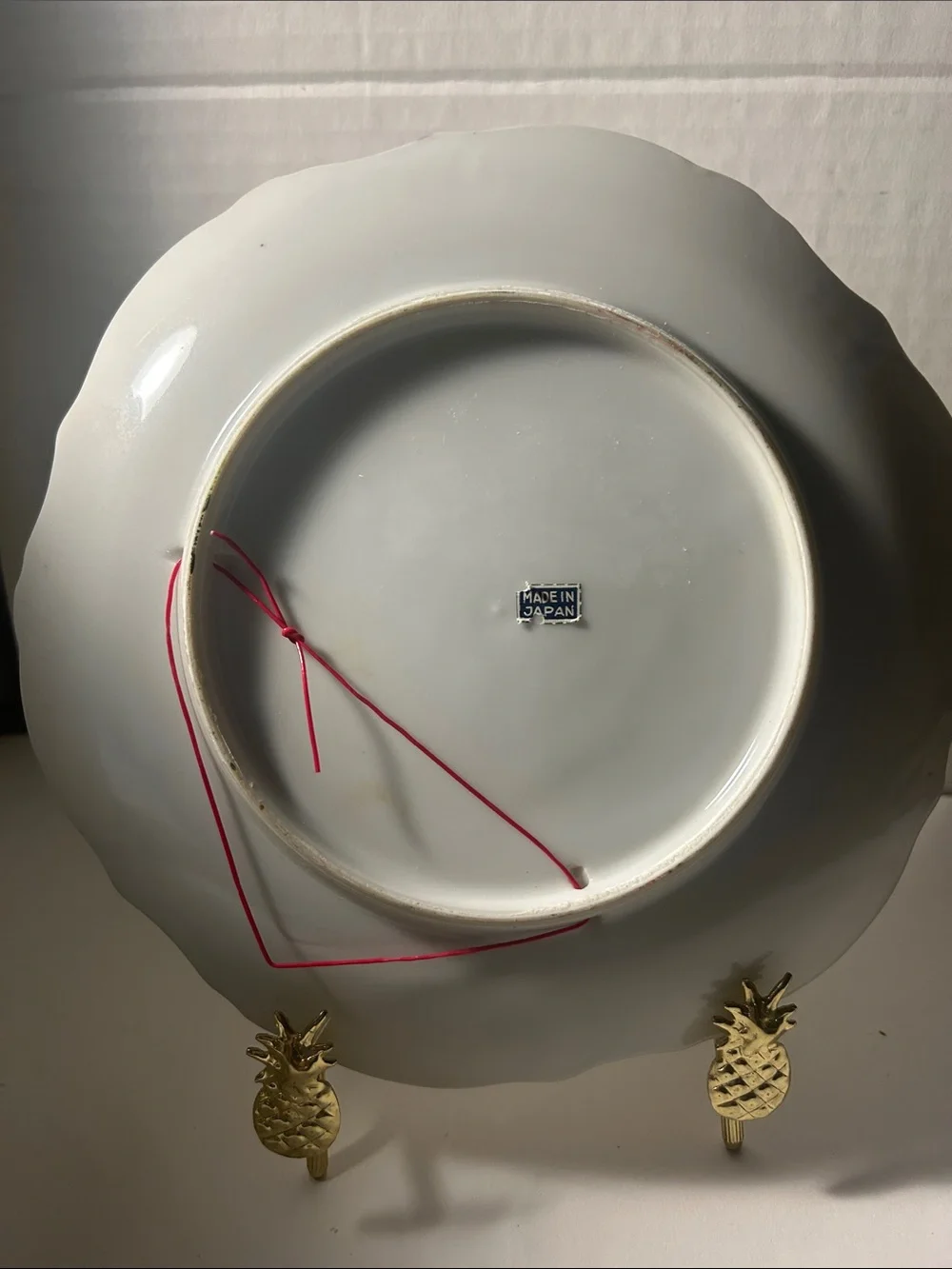 Decorative White and Yellow Floral Porcelain PlateVintage hand painted plate